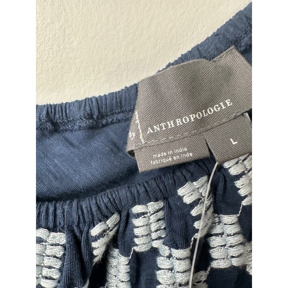 NWT Anthropologie Pom Tassel One Shoulder Blue Top Large L Boho $88 Blue A30 - Picture 5 of 8